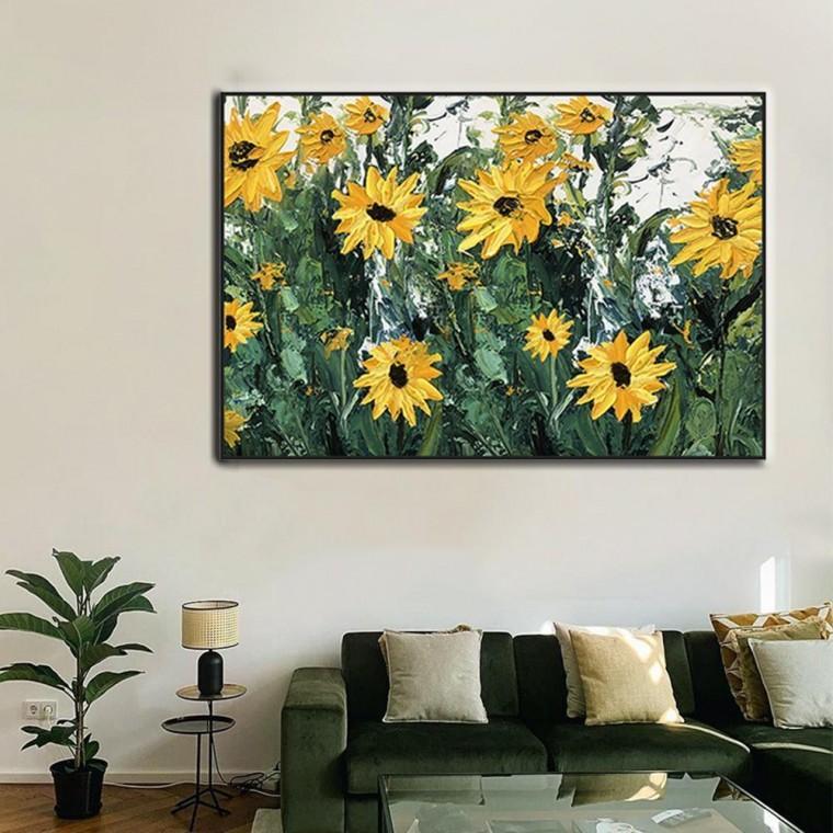 인테리어 3D 해바라기 캔버스 아트액자 100x70cm