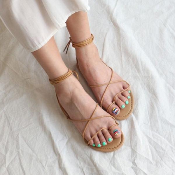 여성 스트랩 샌들 샤기 여름 외출 휴가 슬리퍼 신발
