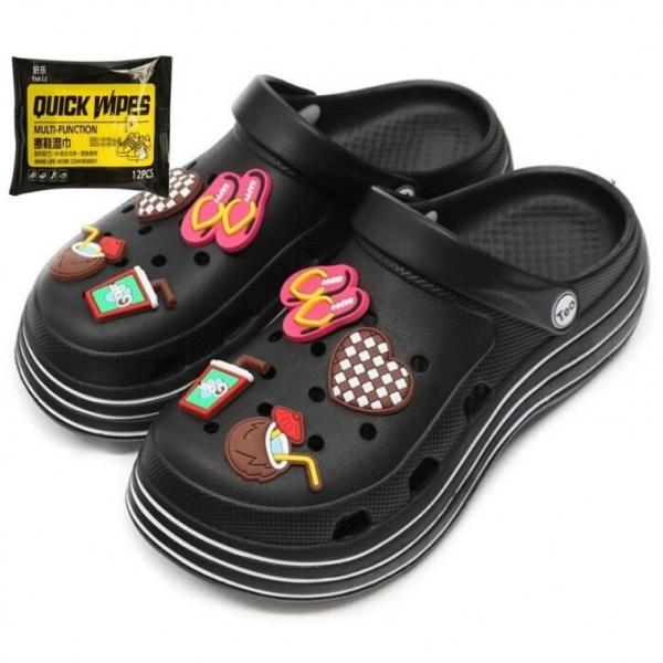 펀칭 여자 여름 샌들 아쿠아 슈즈 여성 키높이 슬리퍼 신발 세정티슈 세트