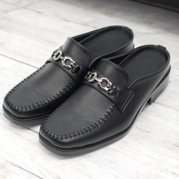 체인 남자 블로퍼 구두 인조가죽 남성 뮬 정장 슬리퍼