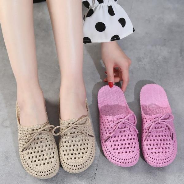 말랑한 펀칭 젤리 슈즈 여성 샌들 여름 사무실 슬리퍼