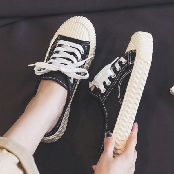 캔버스 뮬 스니커즈 4컬러 여성 캐주얼 운동화 슬리퍼