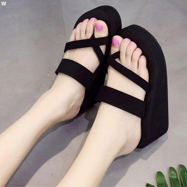 2컬러 통굽쪼리 샌들 슬리퍼 학교 학원