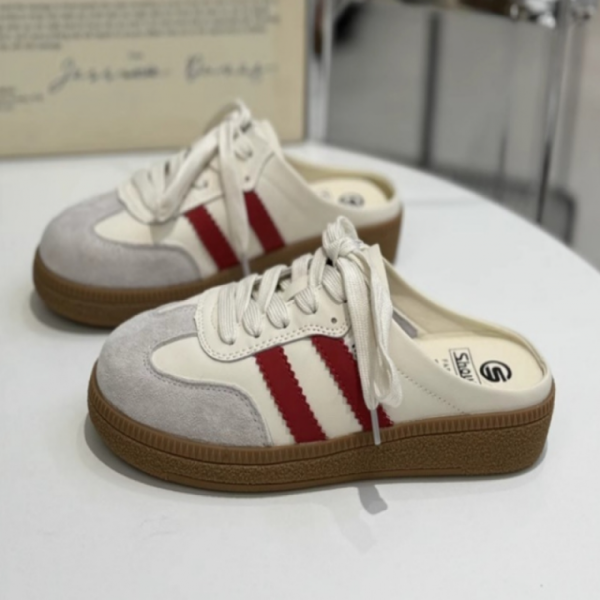 여성뮬운동화 255사이즈까지 가능한 두줄라인 스니커즈 뮬 운동화 슬리퍼