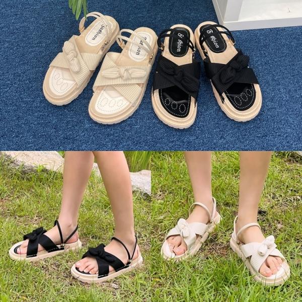 테피슬리퍼샌들 리본 여름 여성 신발 스트랩 슈즈