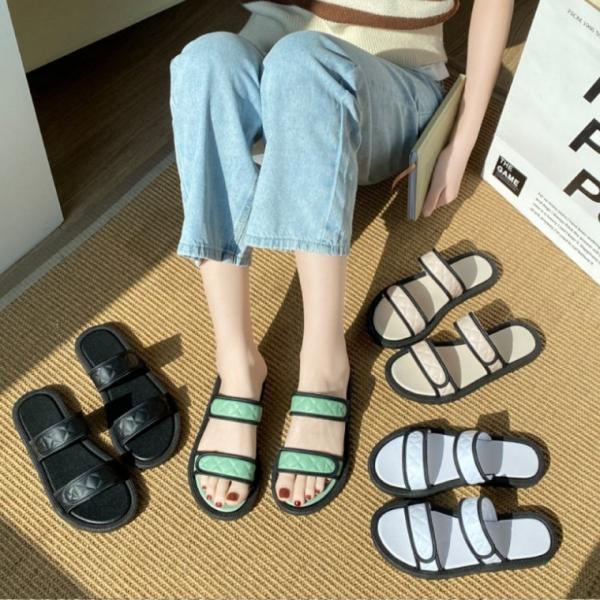 퀼팅2중샌들 발편한슬리퍼 샌둘 신발 슬리퍼 쪼리
