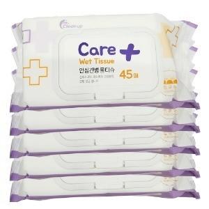 간병 전용 물티슈 캡형 45매X5팩 225매 / 0070-5 간병 환자용 조리원 요양병원