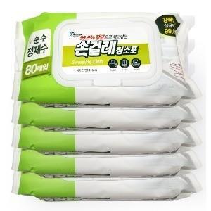 손걸레 청소포 캡형 80매X5팩 400매 / 0352-5 청소포 리필 청소 대형 밀대