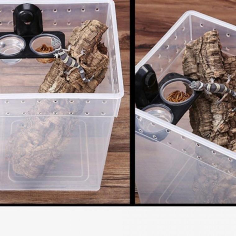 먹이그릇 파충류 흡착형 2컵 식기 2구 곤충 리필컵 거북이 그릇 도마뱀