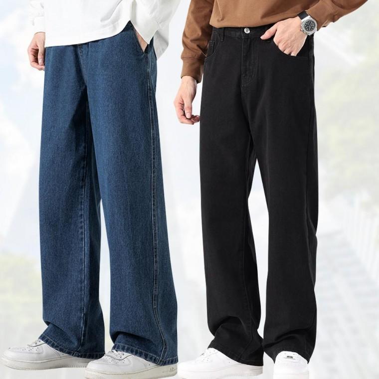 헬프그린 남자 벌룬핏 와이드 데님 청바지 빅사이즈 블랙진 세미 통청바지 사계절 테이퍼드진