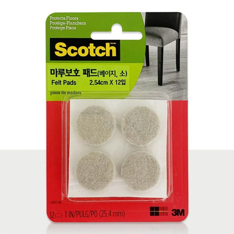3M 마루보호 패드(베이지 소 12입) 마루긁힘 소음방지