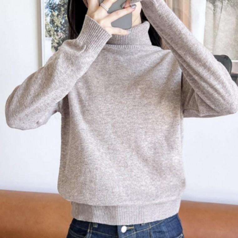 여성 여자 캐시미어 클래식 터틀넥 목티 목폴라 니트 티