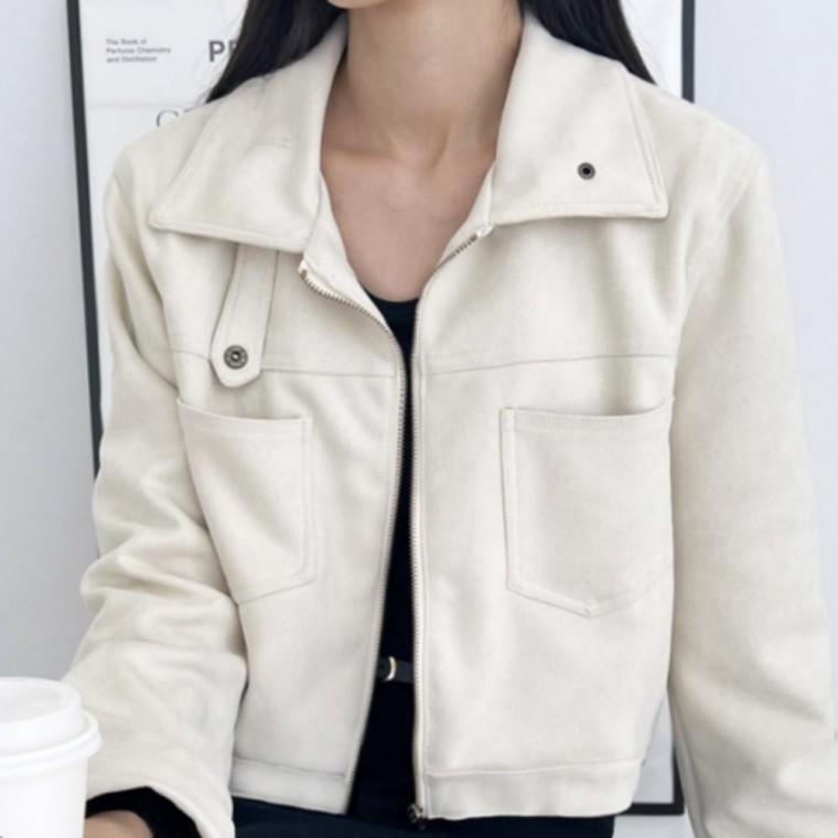 여자 스웨이드 라이더 크롭 자켓