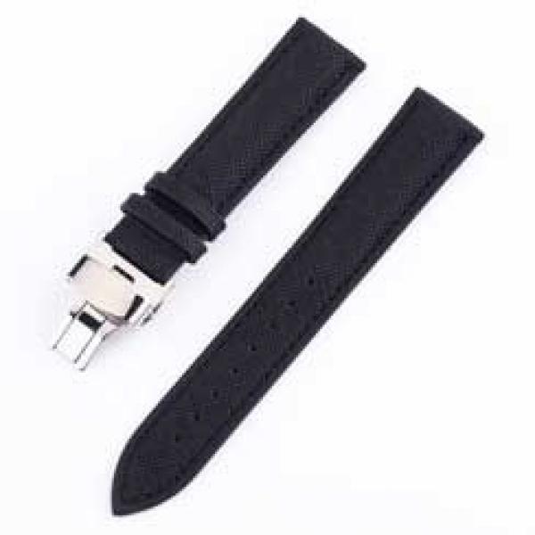 블랙 무지 3단 자동 디버클 가죽 시계줄
