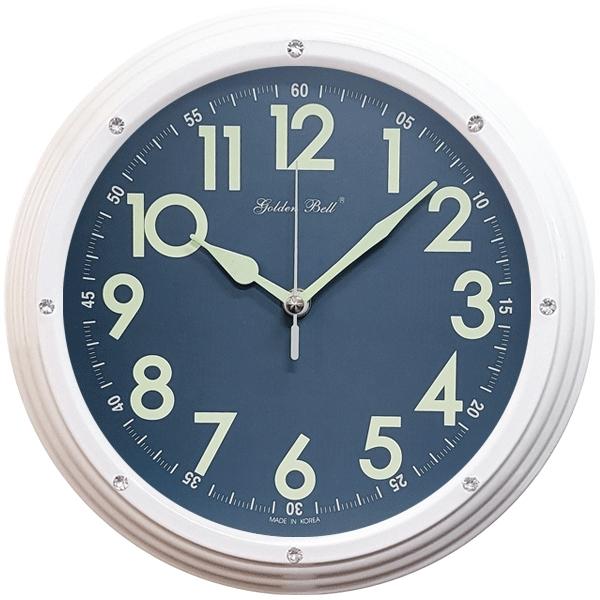 GB5244 야광 무소음 큐빅 메탈 볼록유리 벽시계 25cm
