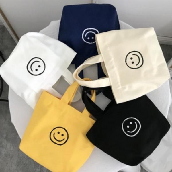 미니 캔버스 스마일 에코백 보조가방 5color 스마일백 미니 에코