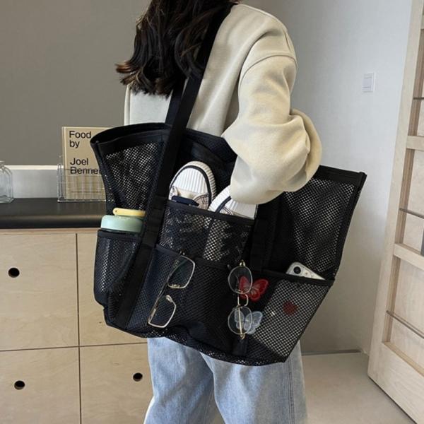 대용량 메쉬 비치백 투명 방수 여행 숄더백 다용도 목욕 물놀이 썸머 수영 비치백 가방 판촉 사은품
