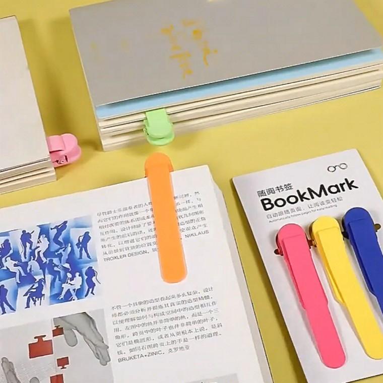 실리콘 북마크 자동 책 고정 집게 책갈피 북홀더 3P