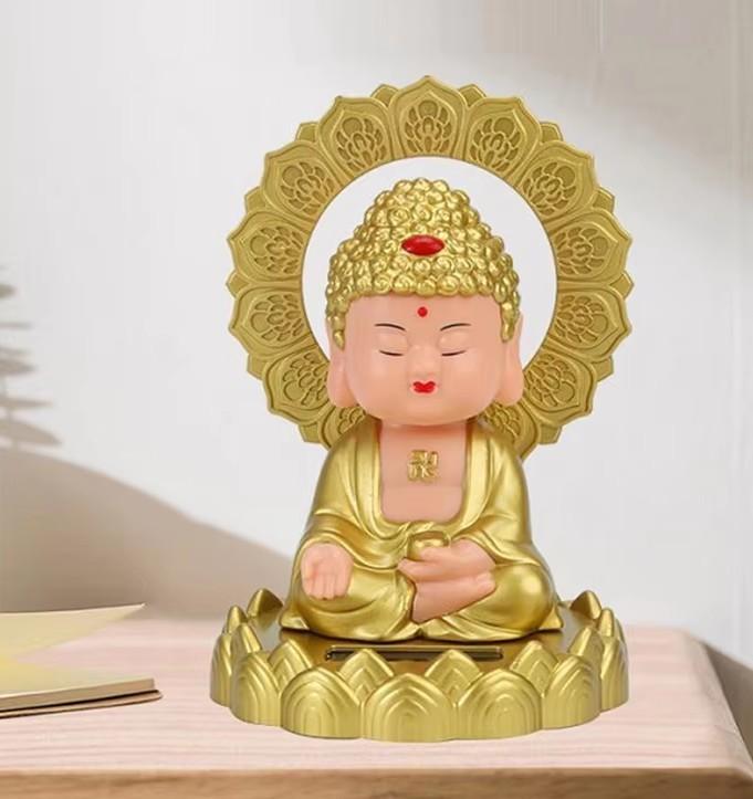 무사고 안전운행 태양열 자동차 피규어 황금 부처님 피규어