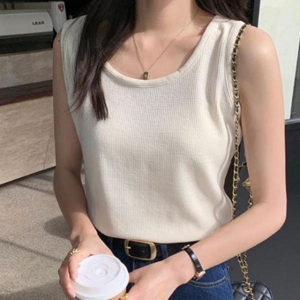 와블 U넥 나시티 나시 이너 여름 민소매 티셔츠
