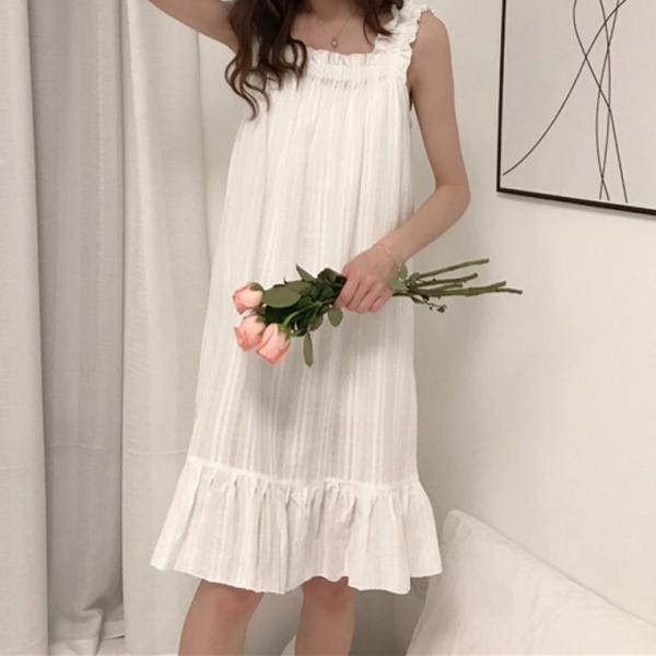 순면 나시 프릴 원피스 잠옷 홈웨어