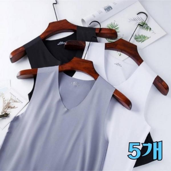 남성 여름 아이스 러닝셔츠 무봉제 나시 쿨 런닝 5개