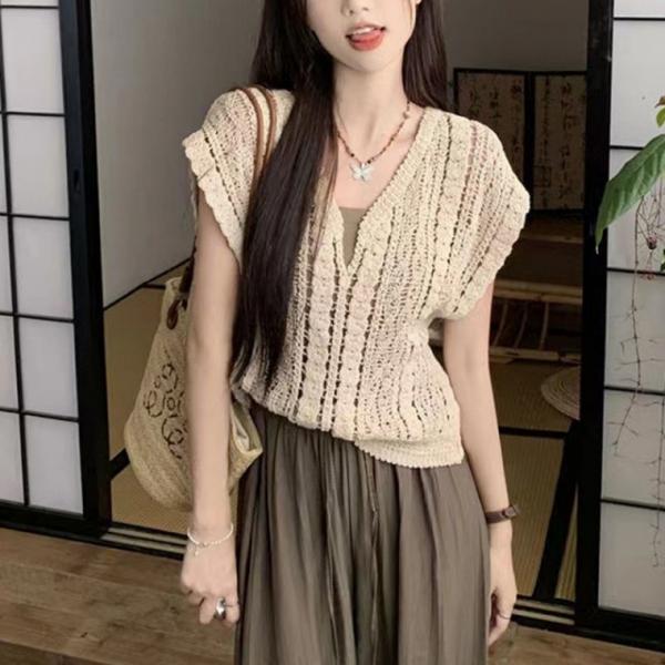 레코빈티지나시 수영복커버업 시스루니트 그물니트 망사니트 나시니트 슬리브리스 여름니트
