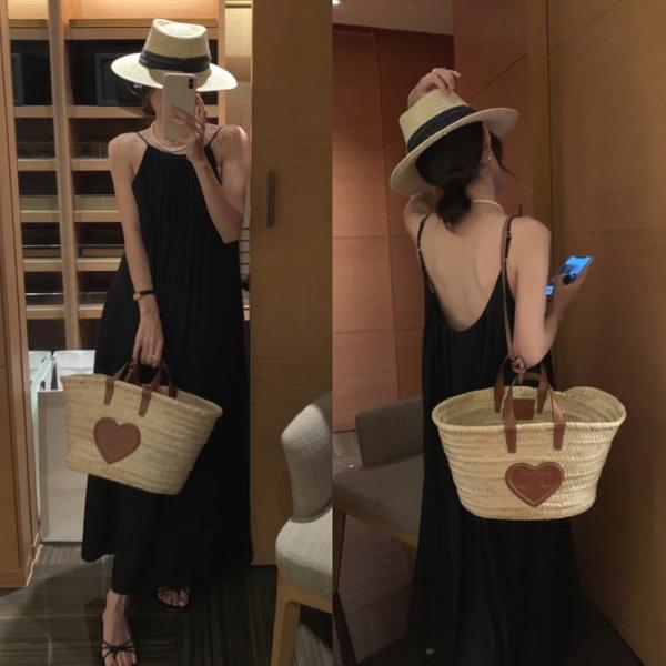 G126078_하늘하늘 셔링끈나시 백리스원피스 비치원피