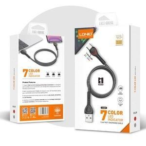 LDNIO 7 LED 고속충전 케이블 1m C타입 그레이 0864