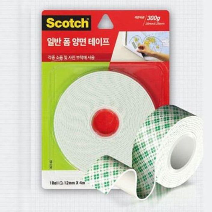 3M 양면테이프 다용도 흰색 폼 양면 테이프 12mmx4m