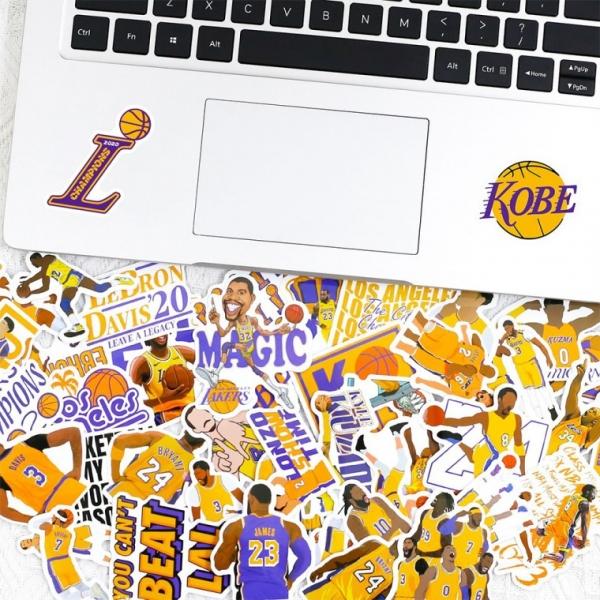 옐로우 NBA 농구 노트북 캐리어 방수 스티커 50장 세트