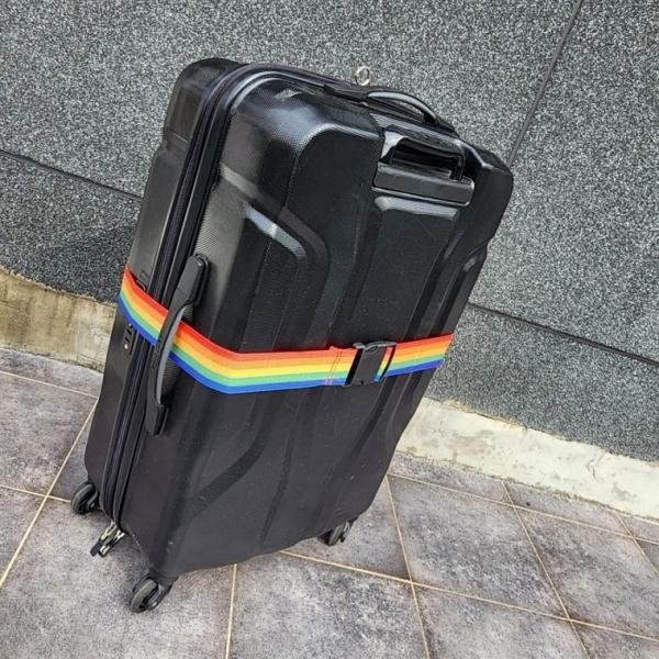 무지개색 캐리어 고정 잠금 벨트 스트랩 길이조절