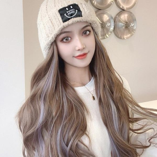 아린 베이지 비니 투톤웨이브 모자형 가발 SD-251237