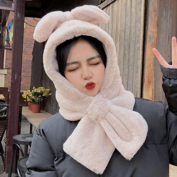 코키 극한추위 귀여운 토끼귀 방한모자 머플러