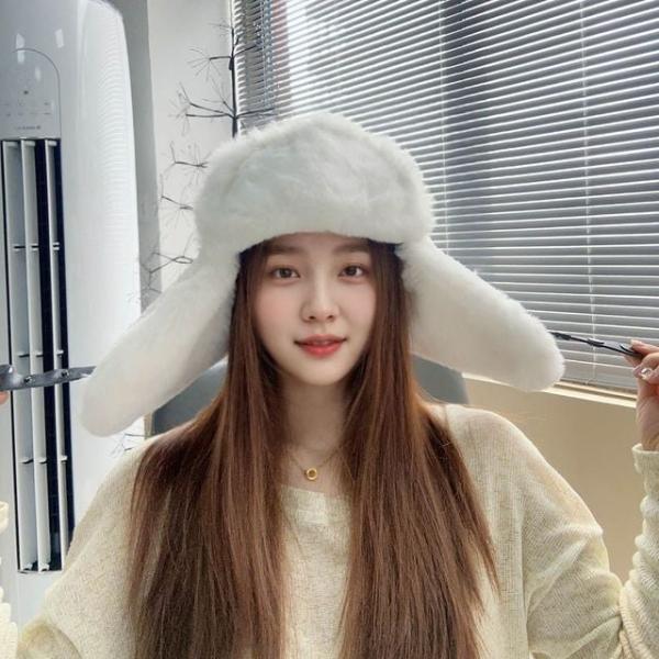 뽀글뽀글 귀달이 군밤모자 털모자 겨울모자 여자겨울모자 아이보리