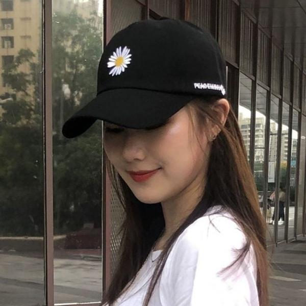 데이지 자수 남녀공용 커플 코튼 볼캡 야구모자