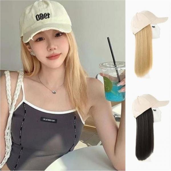 캡모자형 일체형 가발 긴 생머리 여성 간편 착용