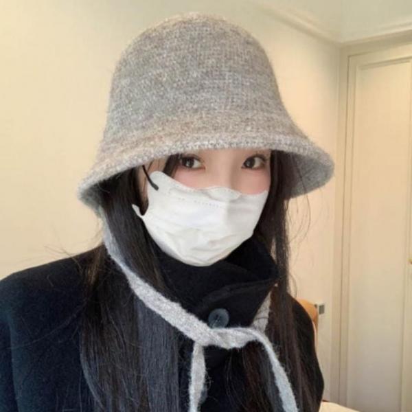 여성 겨울 털 안감 스트랩 버킷햇 턱끈 벙거지 모자