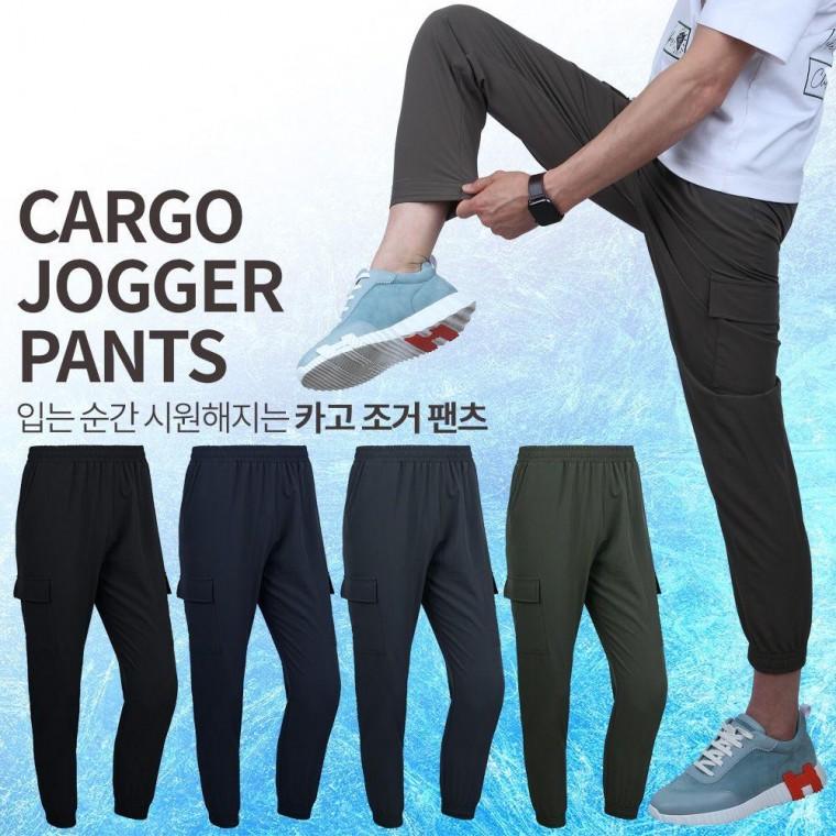 마운틴 풀밴딩 카고 조거 팬츠 트레이닝 스판 밴딩 팬츠 카고 조거바지 복 남자 여름바지