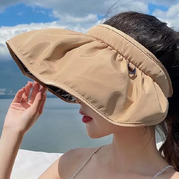 [지앤지] 롤업 와이어 썬캡 헤어밴드 겸용 밀짚 여자 선캡 썬캡 모자