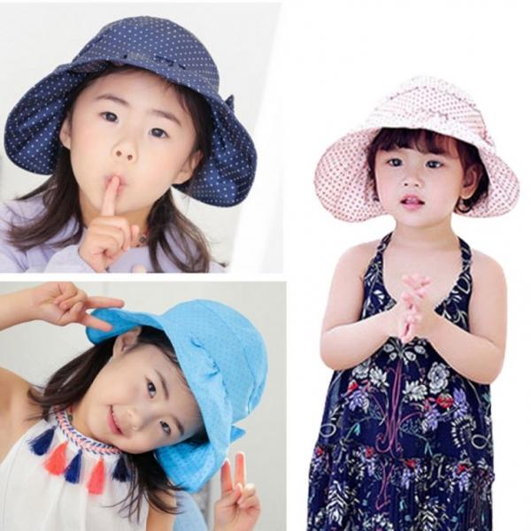 여름 모자 아동 썬캡 등산 리본도트 돌돌이모자 외출 산책 햇빛가리개 귀여운 단체선물 유치원