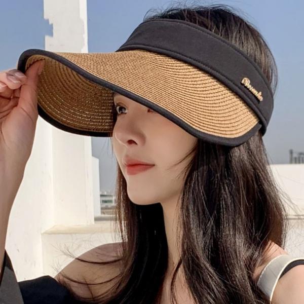 은창]레터링 컬러밴드 밀짚 선캡 모자 썬캡 여름 벙거지모자 밀짚모자 비치모자 베레모자 챙모자 버킷햇 썬