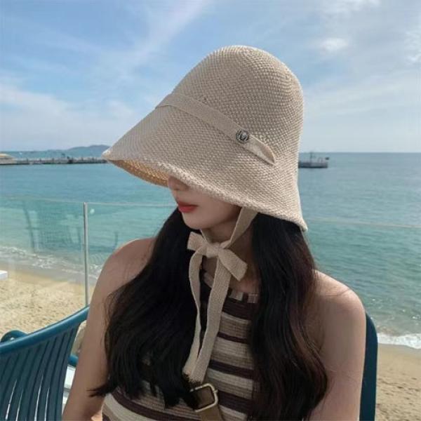 은창]레터링 포인트 미들 스트링 매듭 선캡 벙거지 모자 선캡 모자 썬캡 여름 왕골 여름 자외선차단 휴가