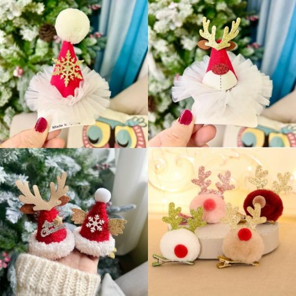 [사러왕]인기폭발 헤어집게핀 산타모자 크리스마스머리핀 루돌프 헤어 악세사리 겨울장식5종 단체 선물