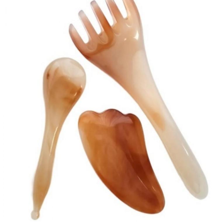 괄사 마사지기 3종세트 두피 얼굴 승모근 마사지