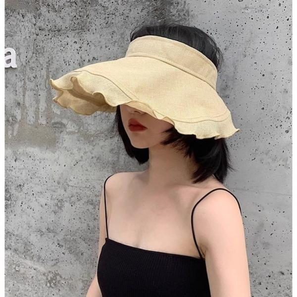 물결 린넨 돌돌이 썬캡 자외선차단 여름 바캉스 여행 비치모자 와이드 선캡