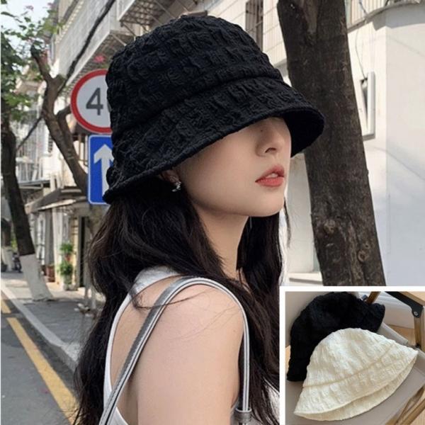 엠보 버킷햇 벙거지 휴가 여행 데일리 여성 모자