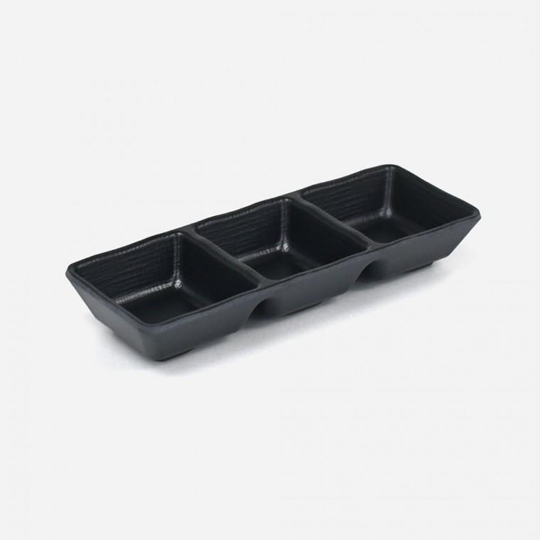 돌산 매트블랙 멜라민 3칸 초장기 소스기