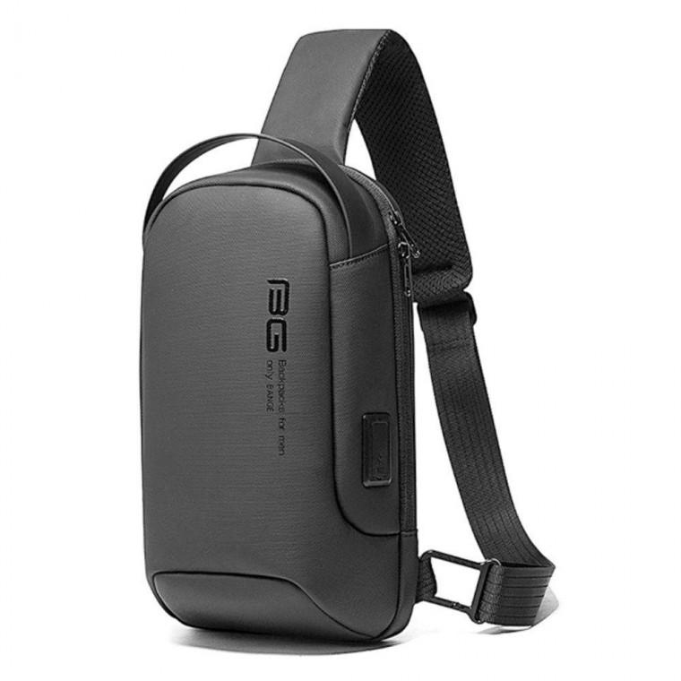 남자슬림백 가방 USB 충전 여행 슬링백 블랙