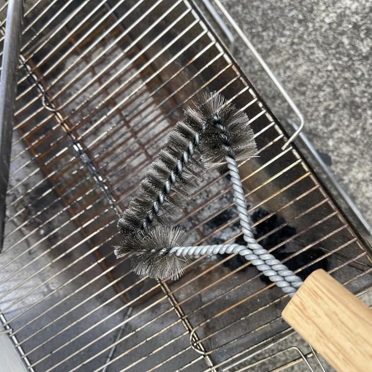 와이드 바베큐 직화 불판 청소솔 우드손잡이